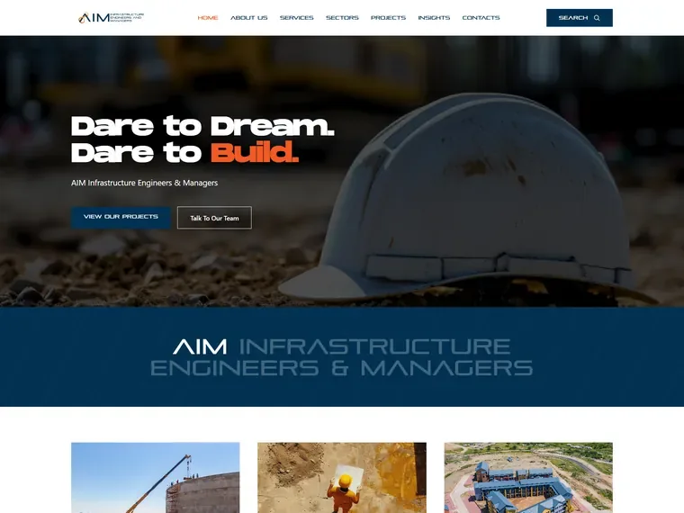 AIM Infrastructure website, home page
