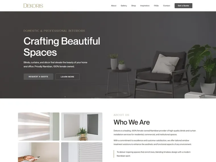 Dekoris website, home page