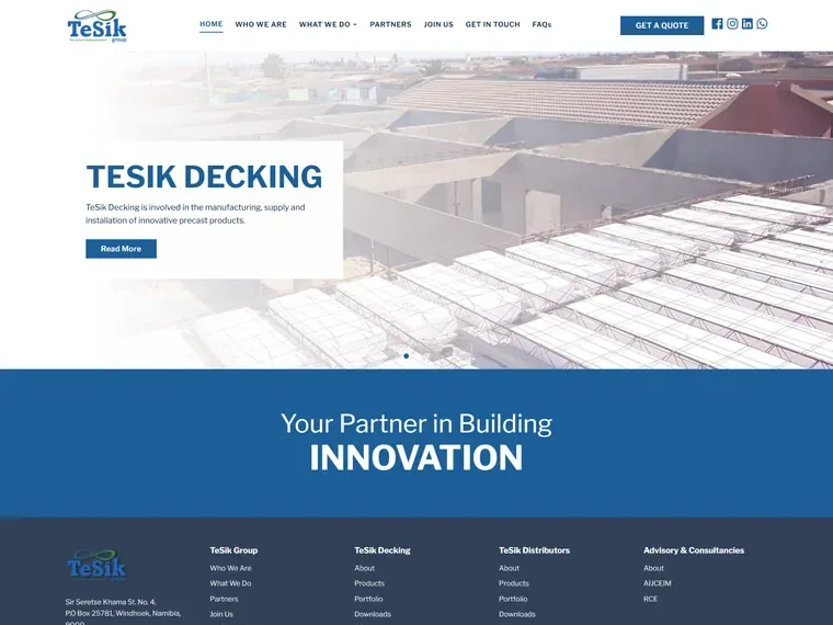 Tesik Group website, home page